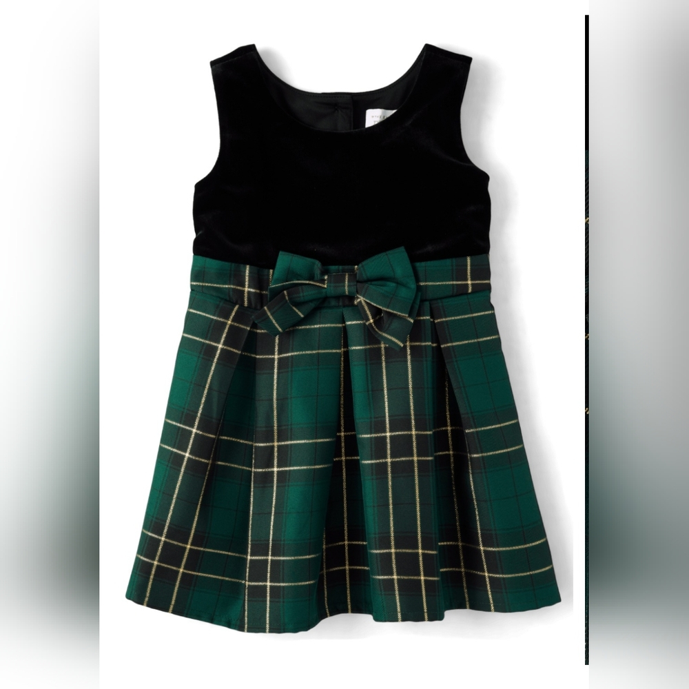 Toddler Girl's Plaid Velour Fit and Flare Dress